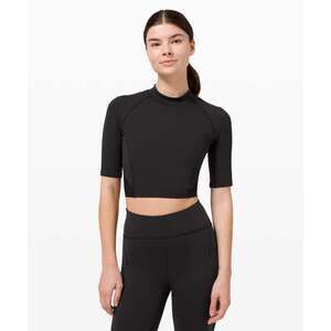 Lululemon Everlux and Mesh Cropped Short Sleeve, Black, Size 6